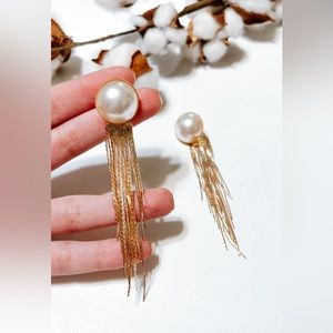 Pearl tassel drop earrings N249
